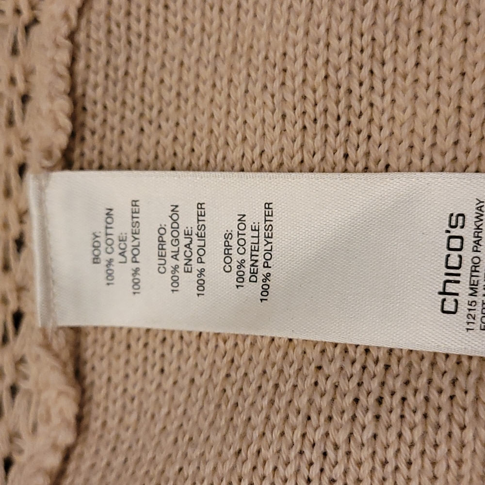Chicos cardigan Sweater with crochet lattice down the middle. Size 00 - Picture 10 of 12